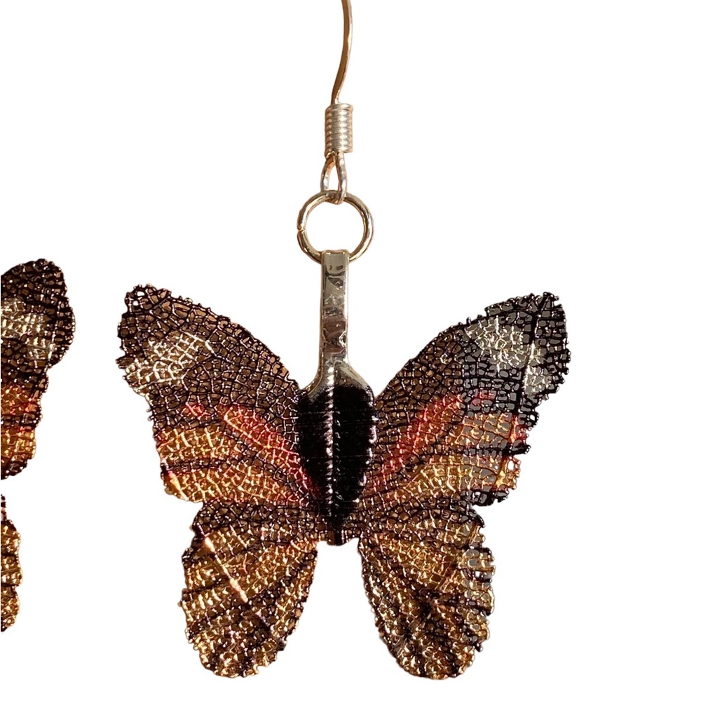 Lightweight Ombré Neutral Colored Drop Butterfly Earrings - Picture 3 of 4